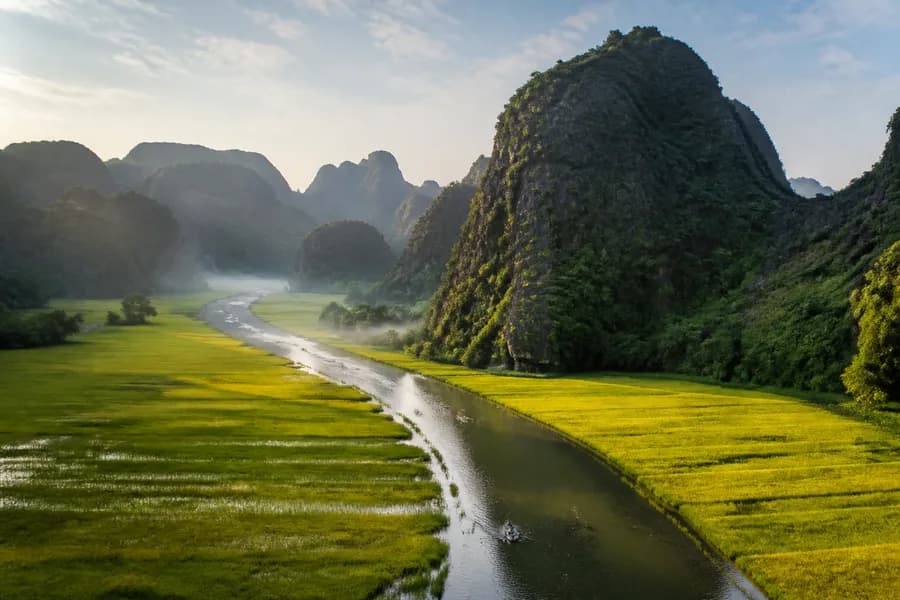 River and limestone karsts in Ninh Binh